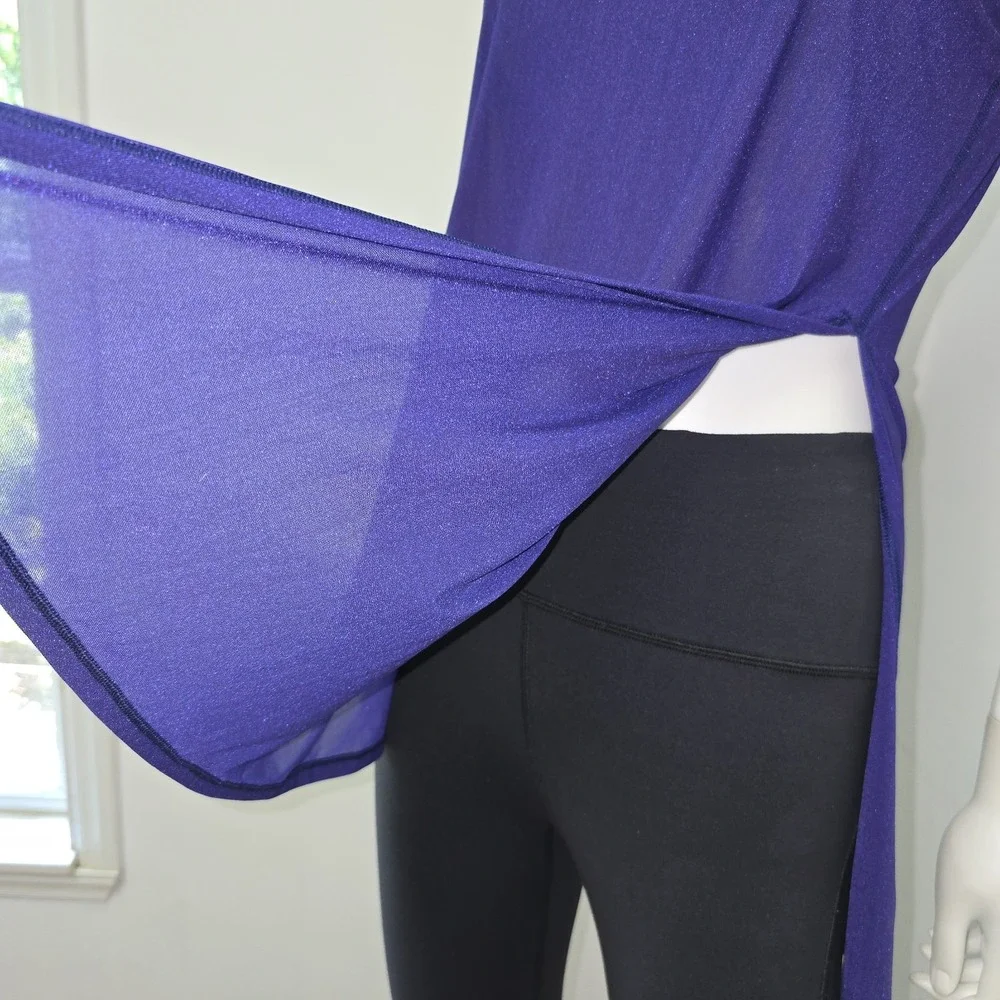 Lululemon Get Low Tank Tie Side Size 4 Mesh Stretch Sleeveless Purple Womens